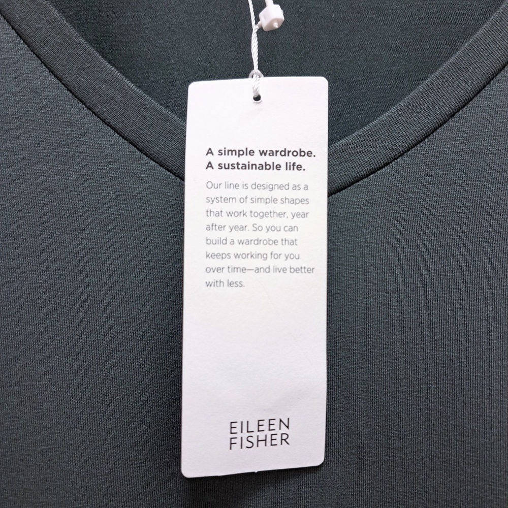 Eileen Fisher V-Neck Fine Jersey Gray Long Tunic Size Large - Picture 8 of 10